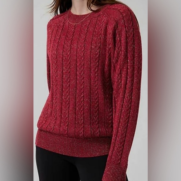 Athleta Sweaters - Athleta Crossroads Crew Sweater Red Metallic Size S